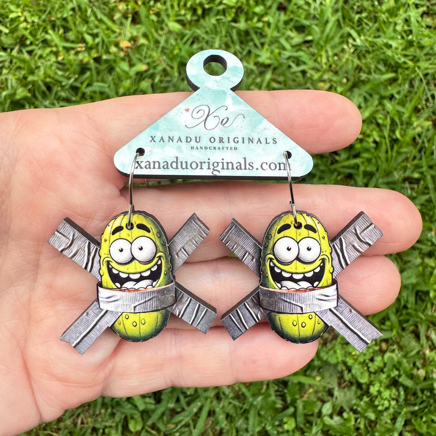 Duct Tape Pickle Earrings