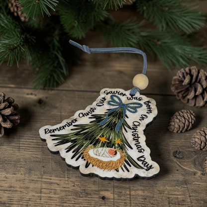 Remember Christ Our Savior Nativity Bell Ornament - Baby Jesus Holiday Tree Decoration