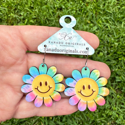 Retro Smiley Rainbow Earrings