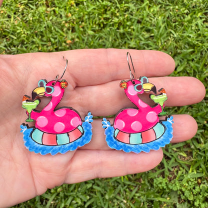 Pool Margarita Flamingo Earrings