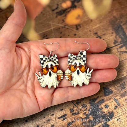 Iced Latte Ghost Dangle Earrings