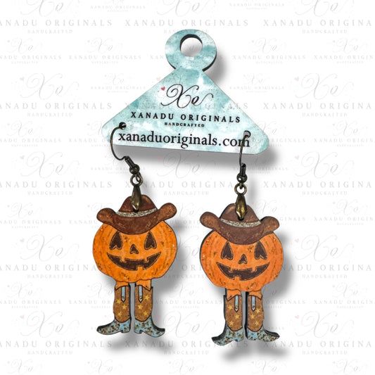 Howdy Cowboy Pumpkin Earrings