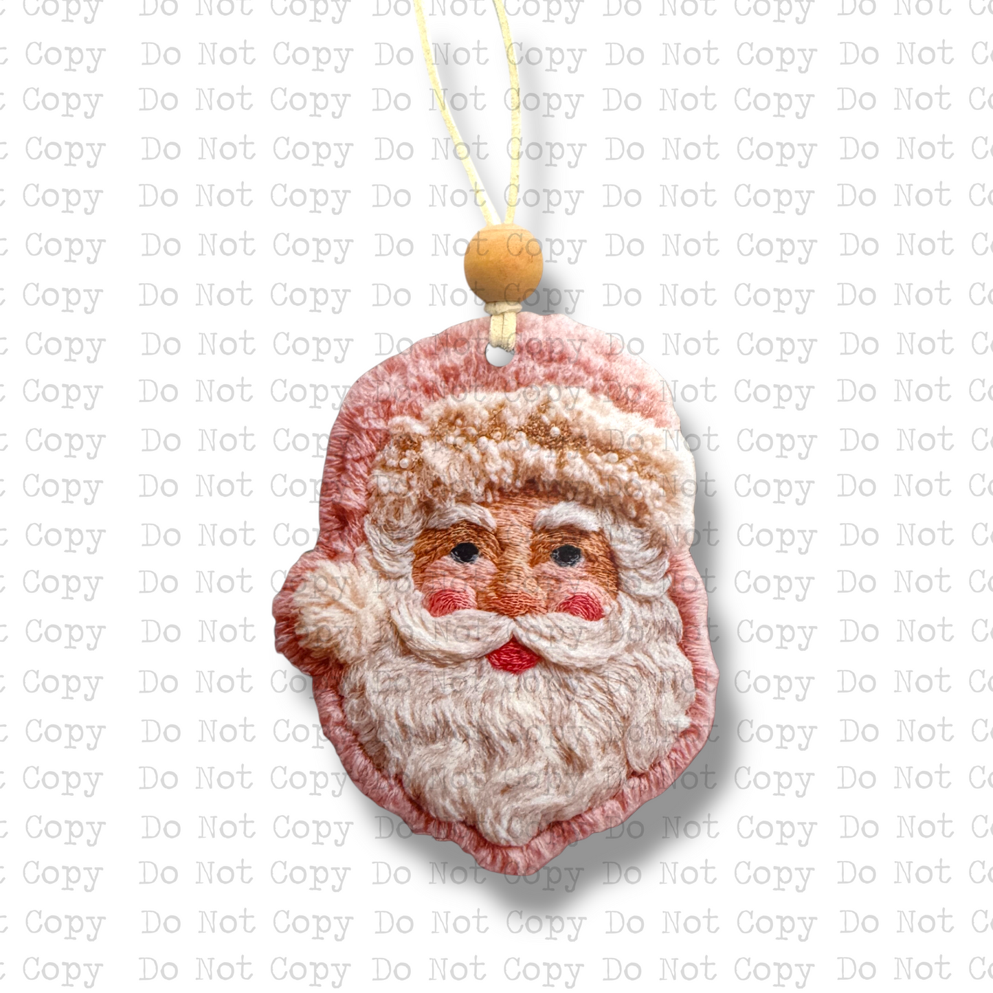Pink Santa Faux Threaded Christmas Ornament
