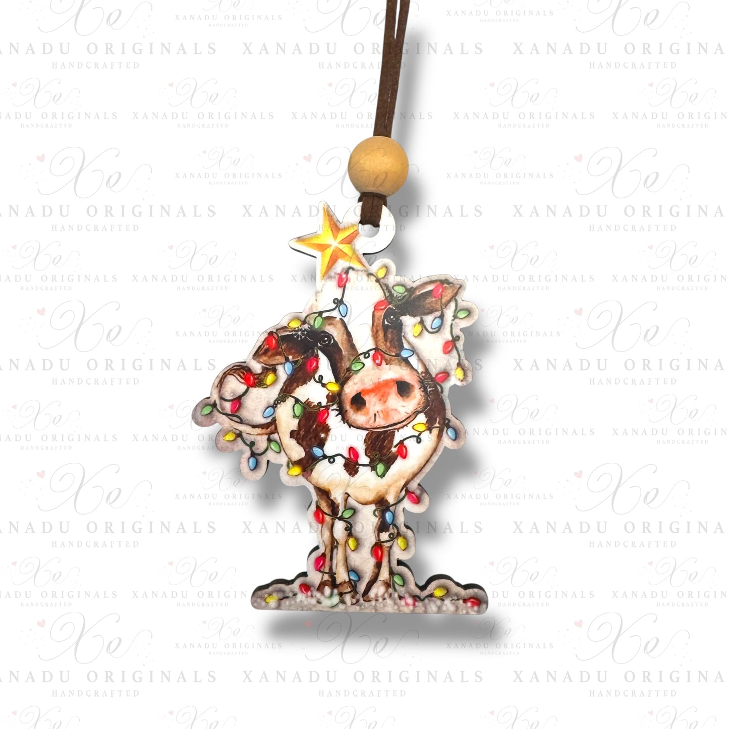 Messy Christmas Cow Ornament