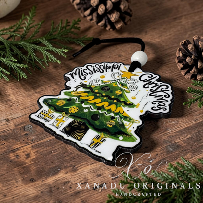 Southern Eagles Mississippi Christmas Tree Wood Ornament - Whimsical Gameday Gift