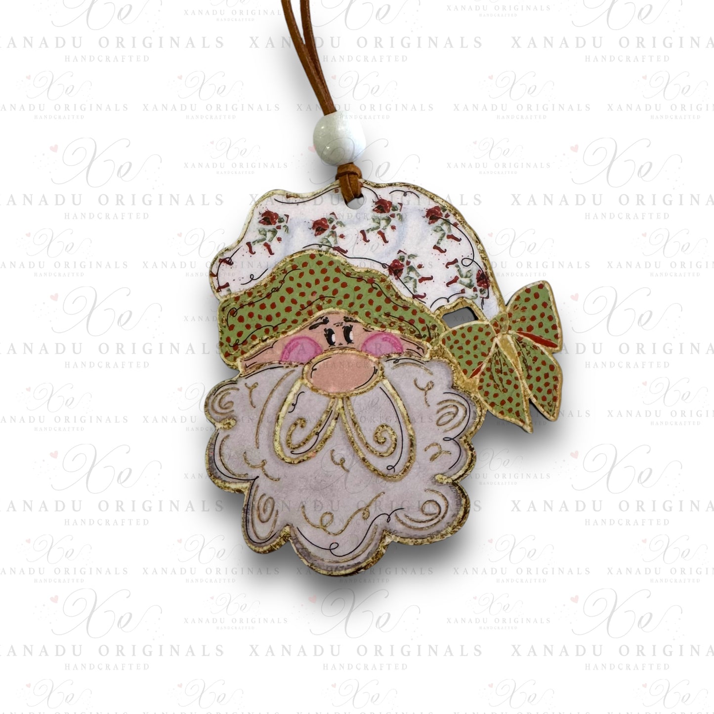 Santa Coquette Green Man Hat Ornament