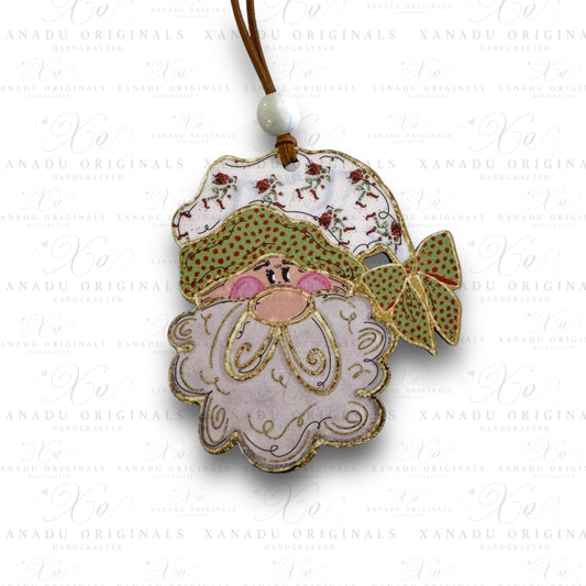 Santa Coquette Green Man Hat Ornament