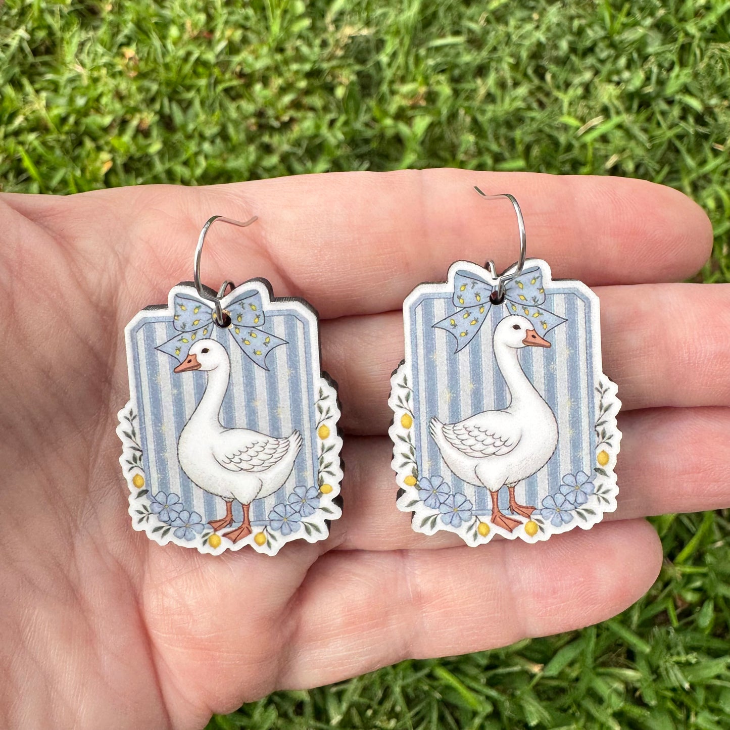 Framed Walking Goose Earrings