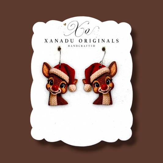 Rudolph Yarn Earrings