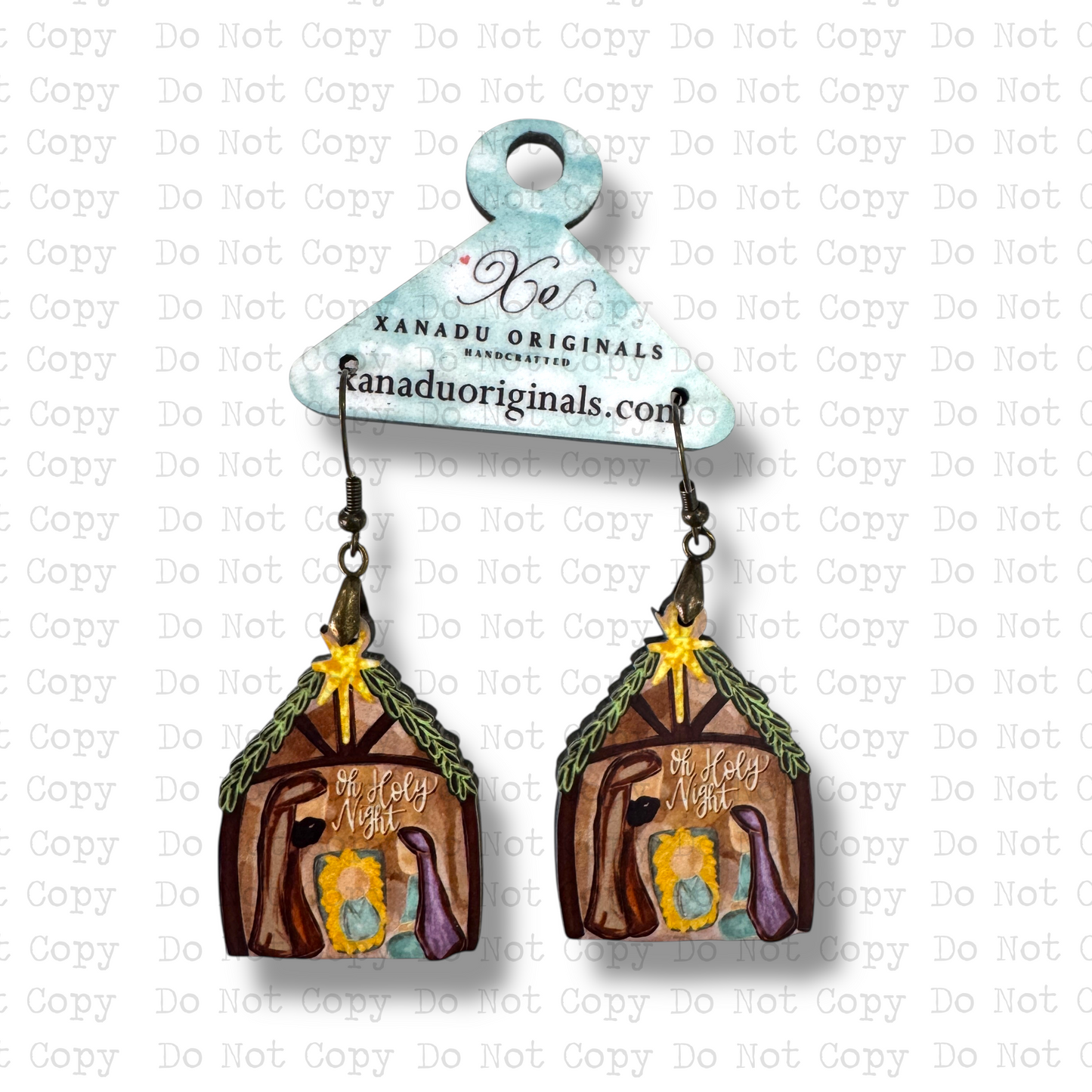 Oh Holy Night Manger Nativity Earrings