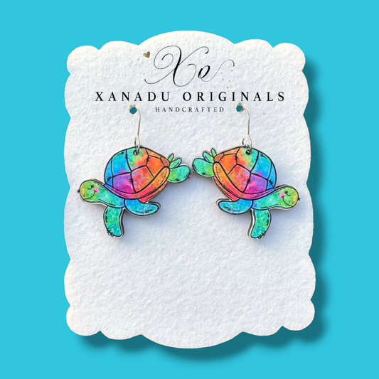 Just Keep Going Turtle Dangle Earrings