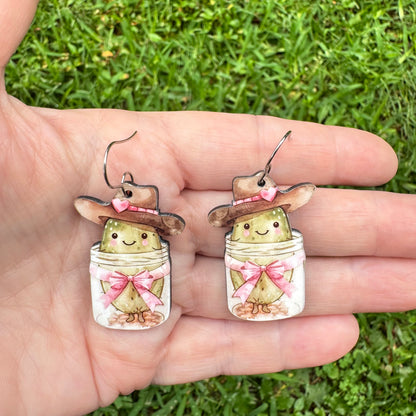 Cowgirl Jar Pickle Earrings