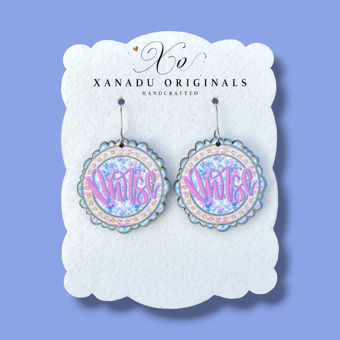 Nurse Floral Scalloped Dangle Earrings