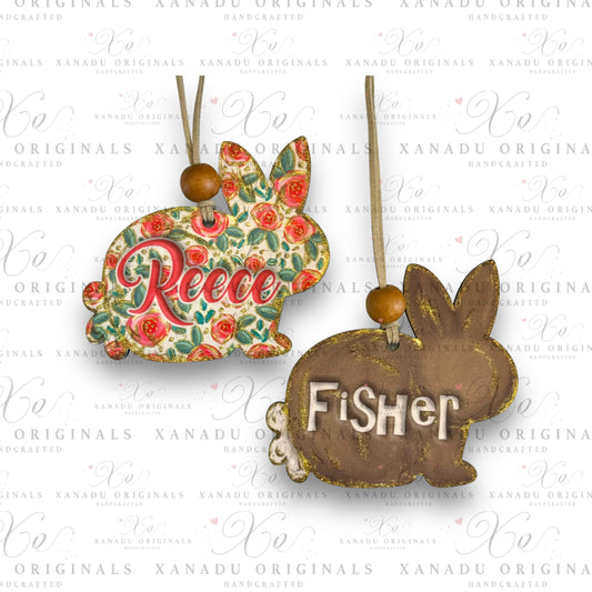Floral Bunny Easter Basket Tag | Personalized