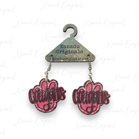 Pink Cougar Paw Earrings