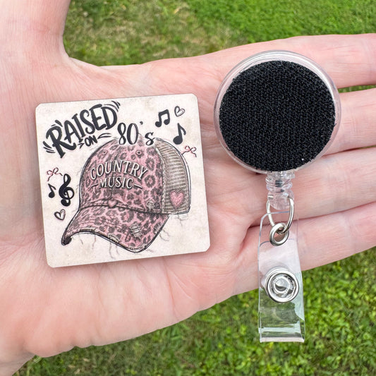 80's Country Music Hat Interchangeable Badge Button with Reel Option