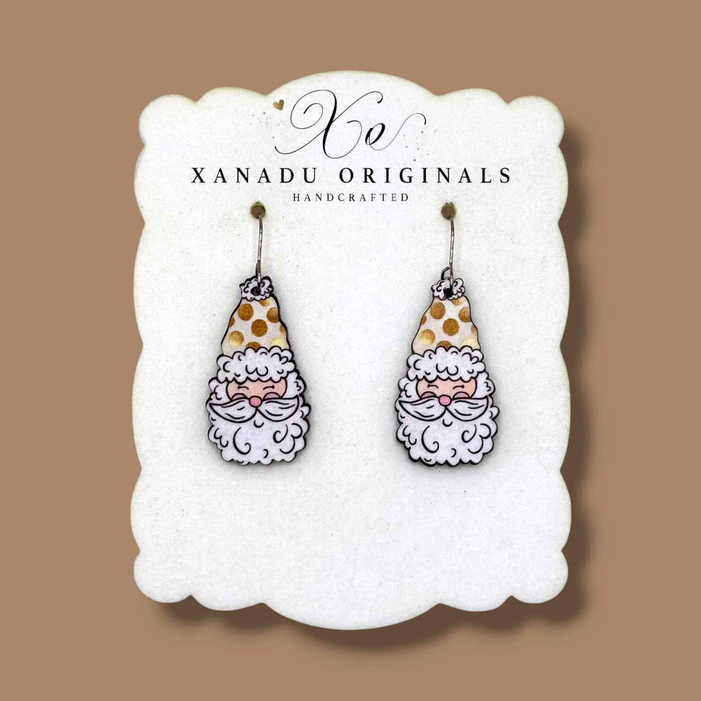 Gold Polkadot Santa Earrings