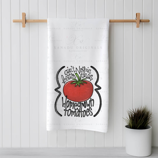 Home Grown Tomatoes Linen Kitchen Towel