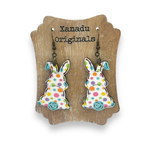 Polkadot White Bunny Earrings