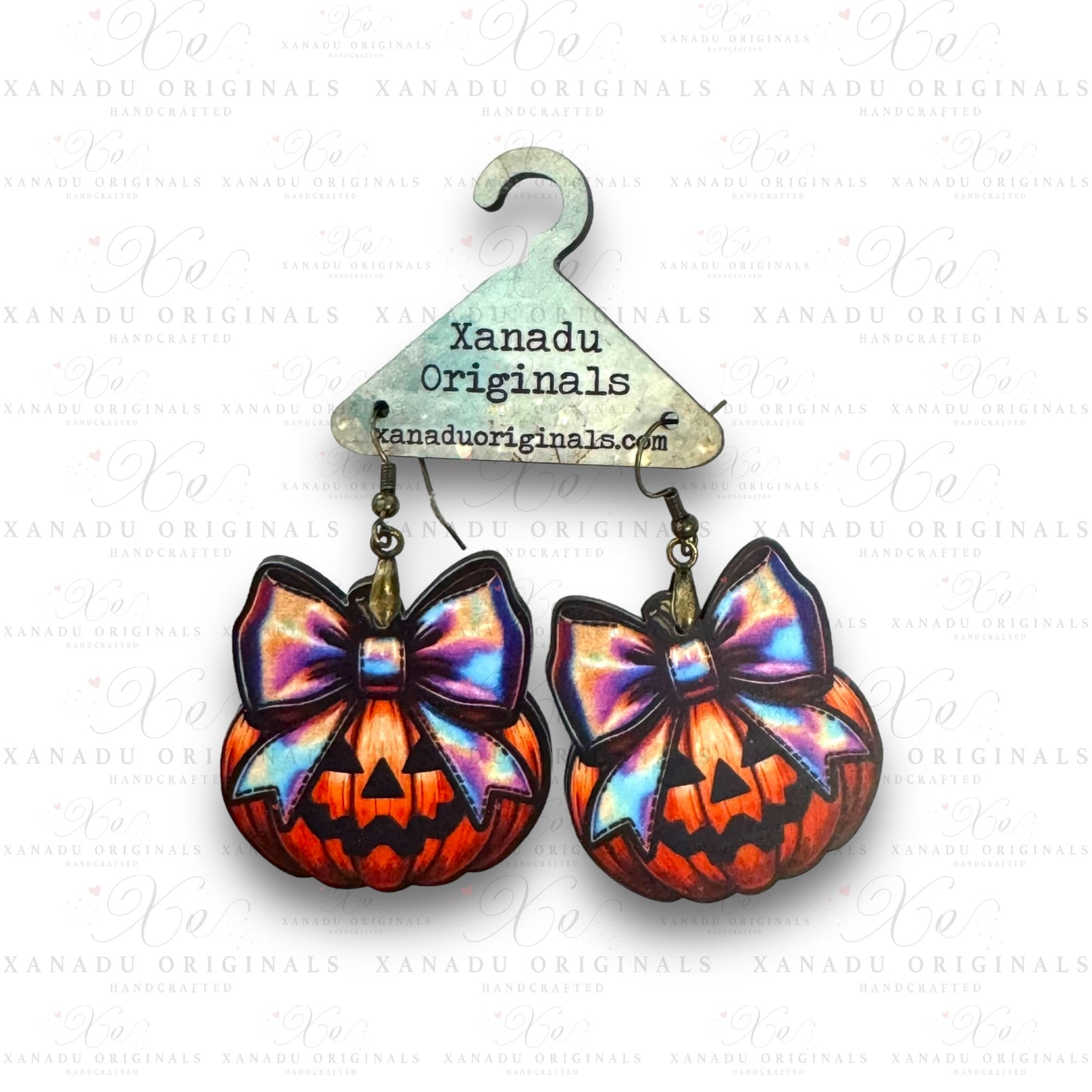 Halo Bow Pumpkin Earrings