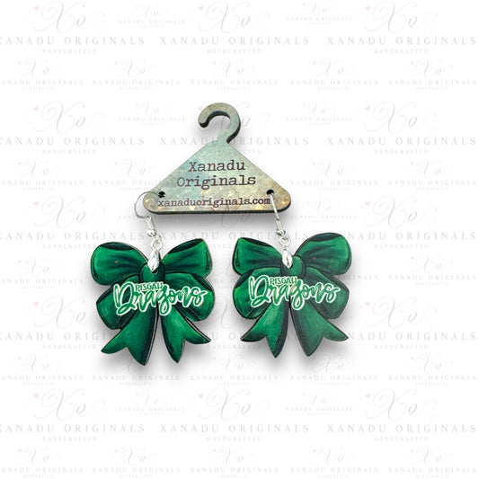 Pisgah Dragons Green Bow Earrings