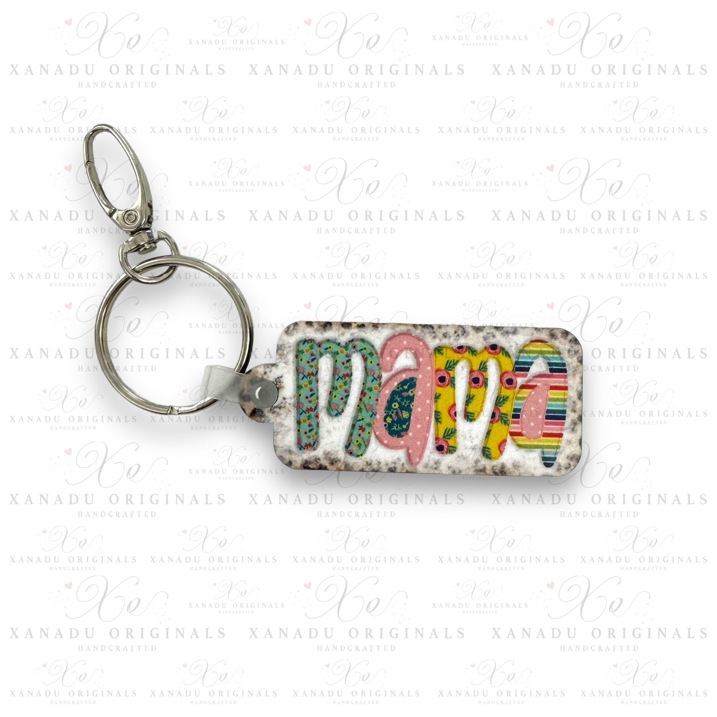 Mama Rectangle Leopard Keychain | Bag Tag