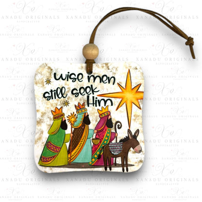 Wise Men Still Seek Him Ornament, Traditional Holiday Tree Decor, Whimsical Hand-Painted Style Keepsake