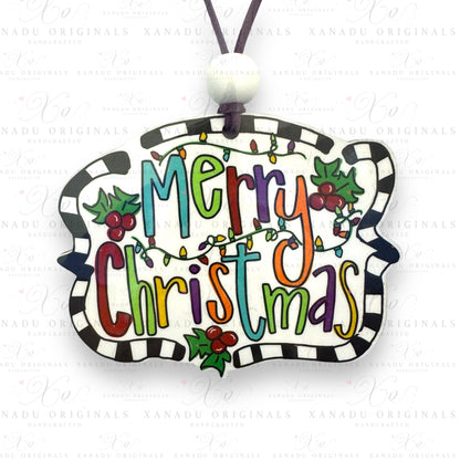 Merry Christmas Whimsical Light Bulb Ornament, Traditional Holiday Tree Decor, Whimsical Hand-Painted Style Keepsake
