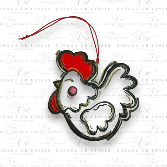 Whimsical White Chicken Air Freshener | Unscented