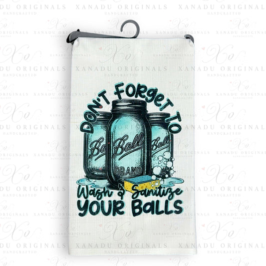 Linen Sanitize Your Balls Tea Towel