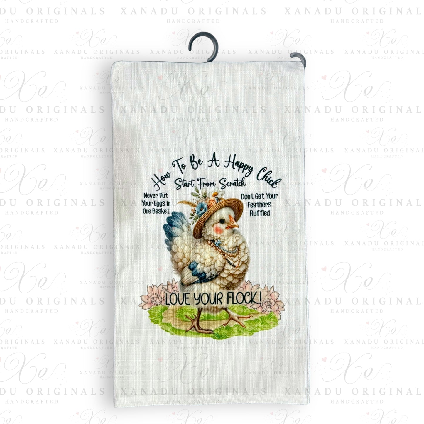 Linen Happy Chick Tea Towel