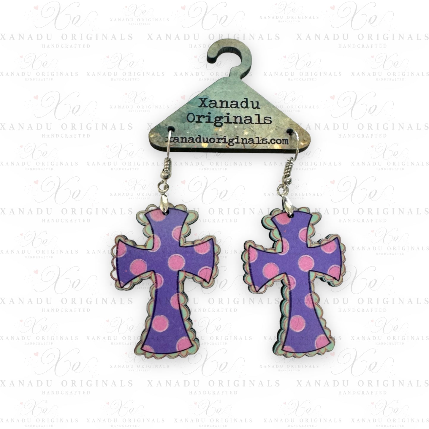 Purple Cross Earrings