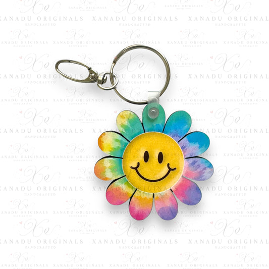 Retro Smiley Rainbow Keychain | Bag Tag
