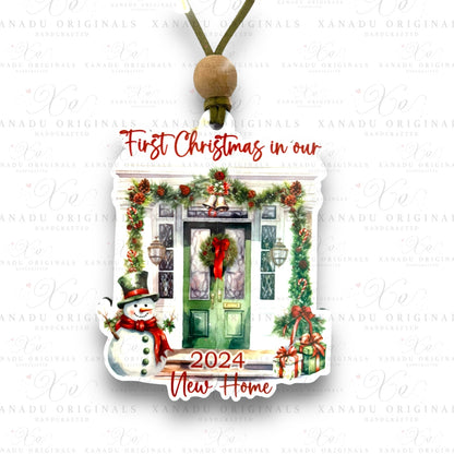 First Christmas in Our New Home Front Porch Watercolor Holiday Ornament