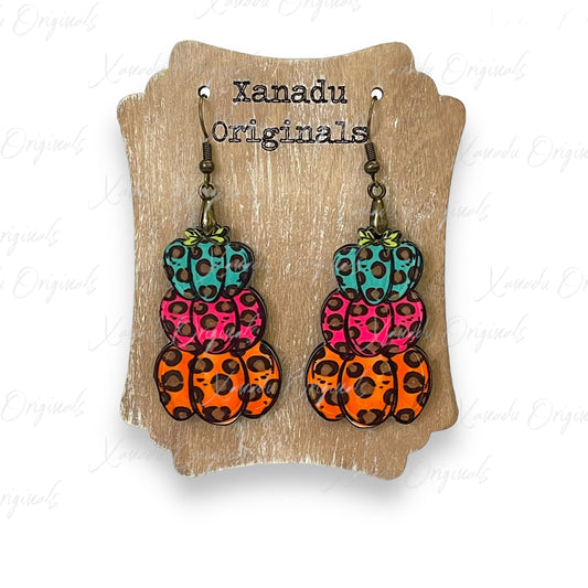 Leopard Pumpkin Stack Earrings