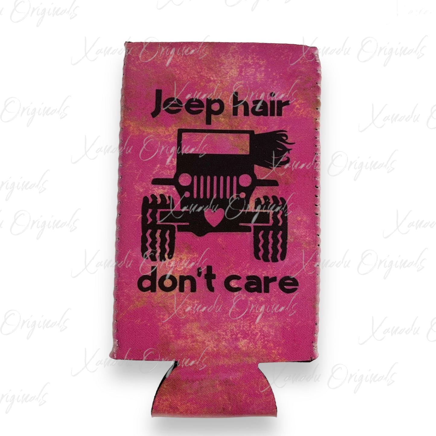 Pink Jeep Hair Don't Care Coozie | Slim