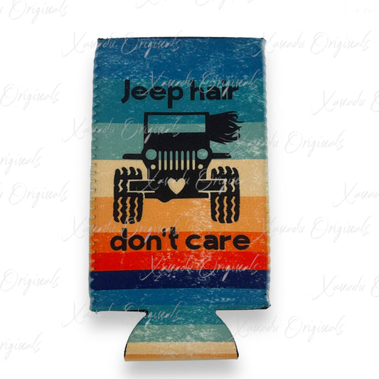 Jeep Hair Don't Care Weathered Coozie | Slim