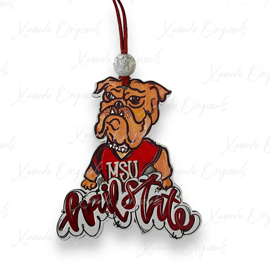 Hail State Maroon Bulldog Ornament