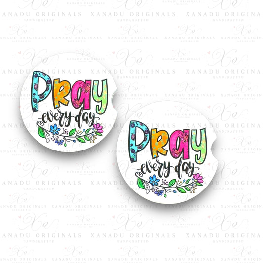 Pray Every Day Ceramic Car Coasters