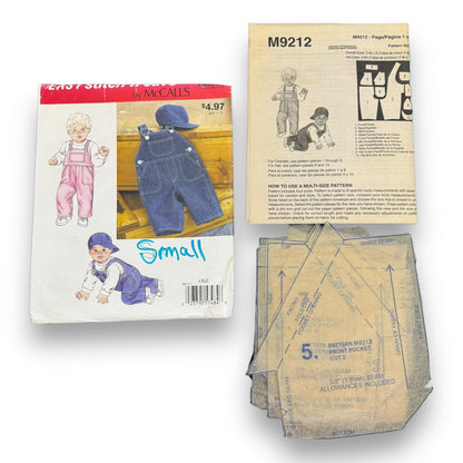 McCall's Easy Stitch 'n Save M9212, Baby Overalls Hat | 0 - 3 mo. CUT