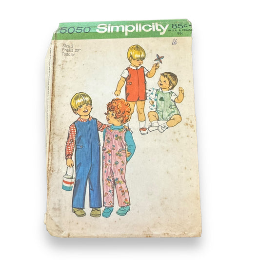 Simplicity #5050 Toddler 1972 Vintage Jumpsuit in 2 Lengths Pattern Sz 3 CUT