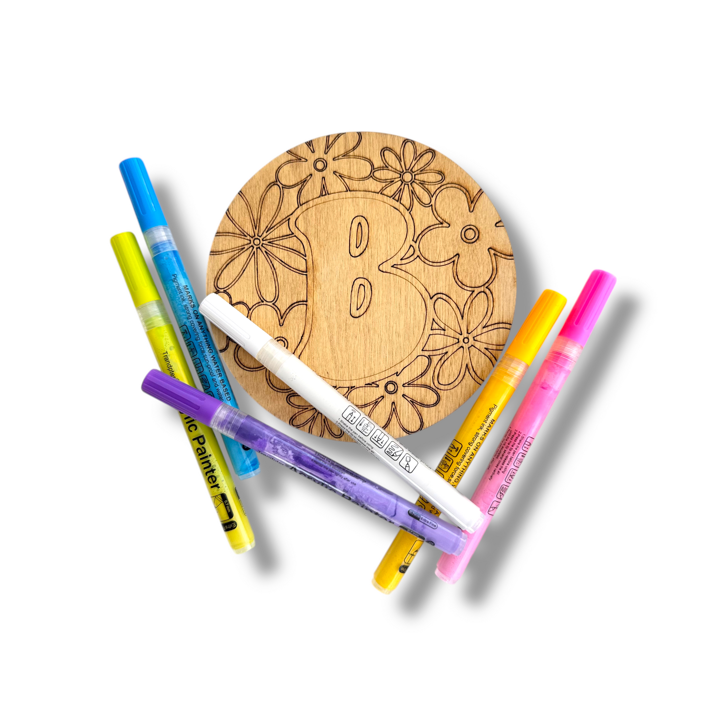 Groovy Floral Initial Magnet – DIY Paint Kit (In-Studio Only)