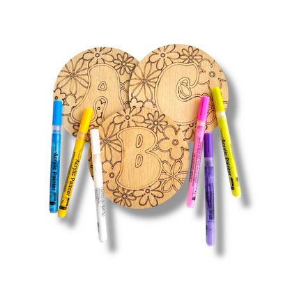 Groovy Floral Initial Magnet – DIY Paint Kit (In-Studio Only)