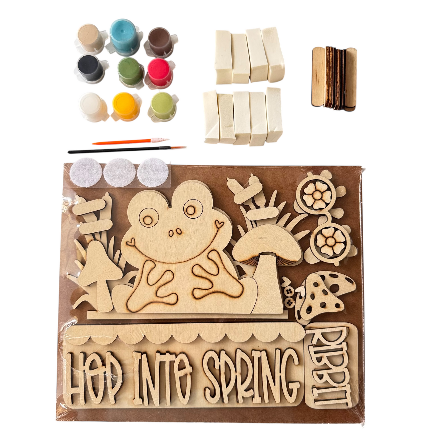 Frog Hop Into Spring Interchangeable Add-On Wood Sign | DIY KIT
