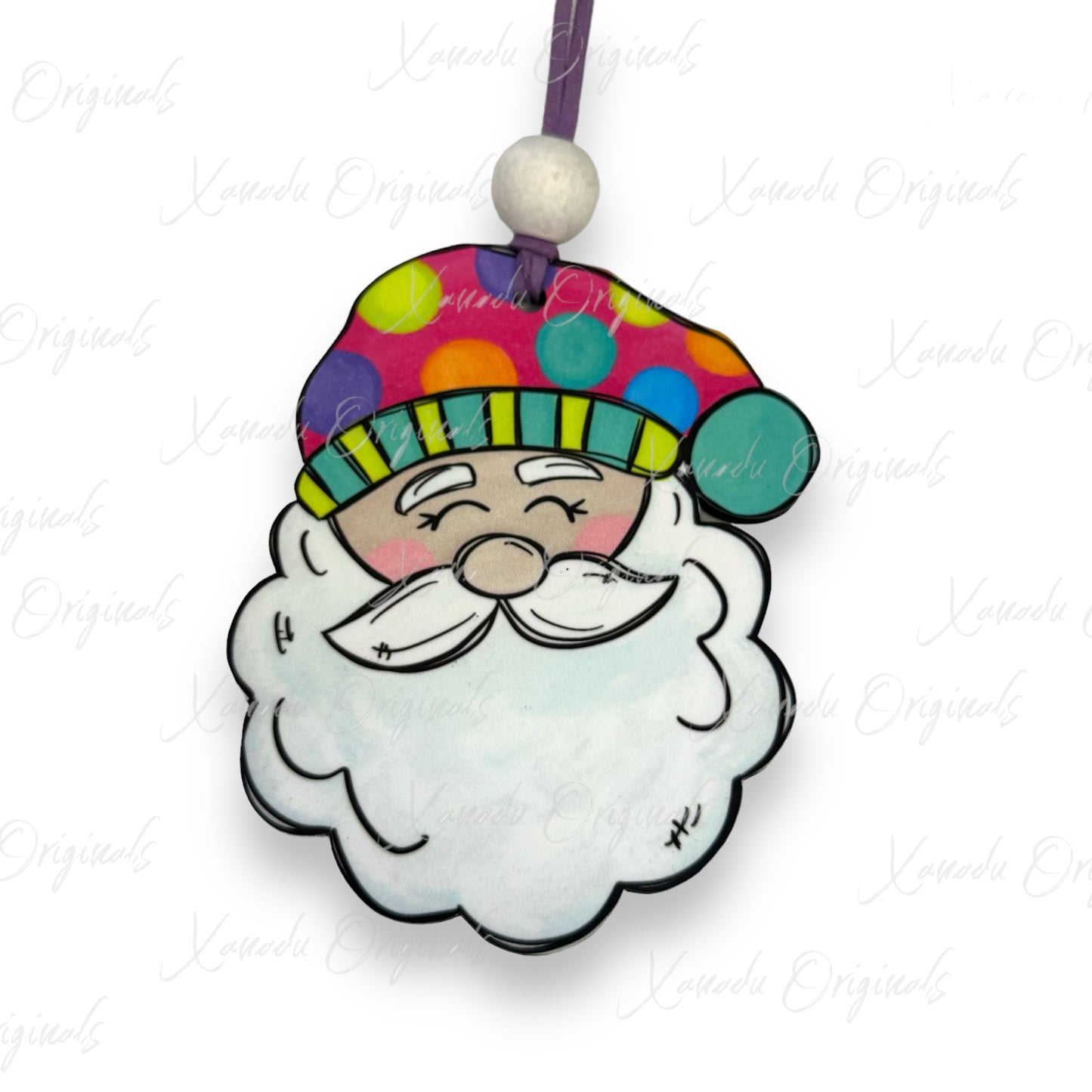 Polka-dot Hat Santa Ornament