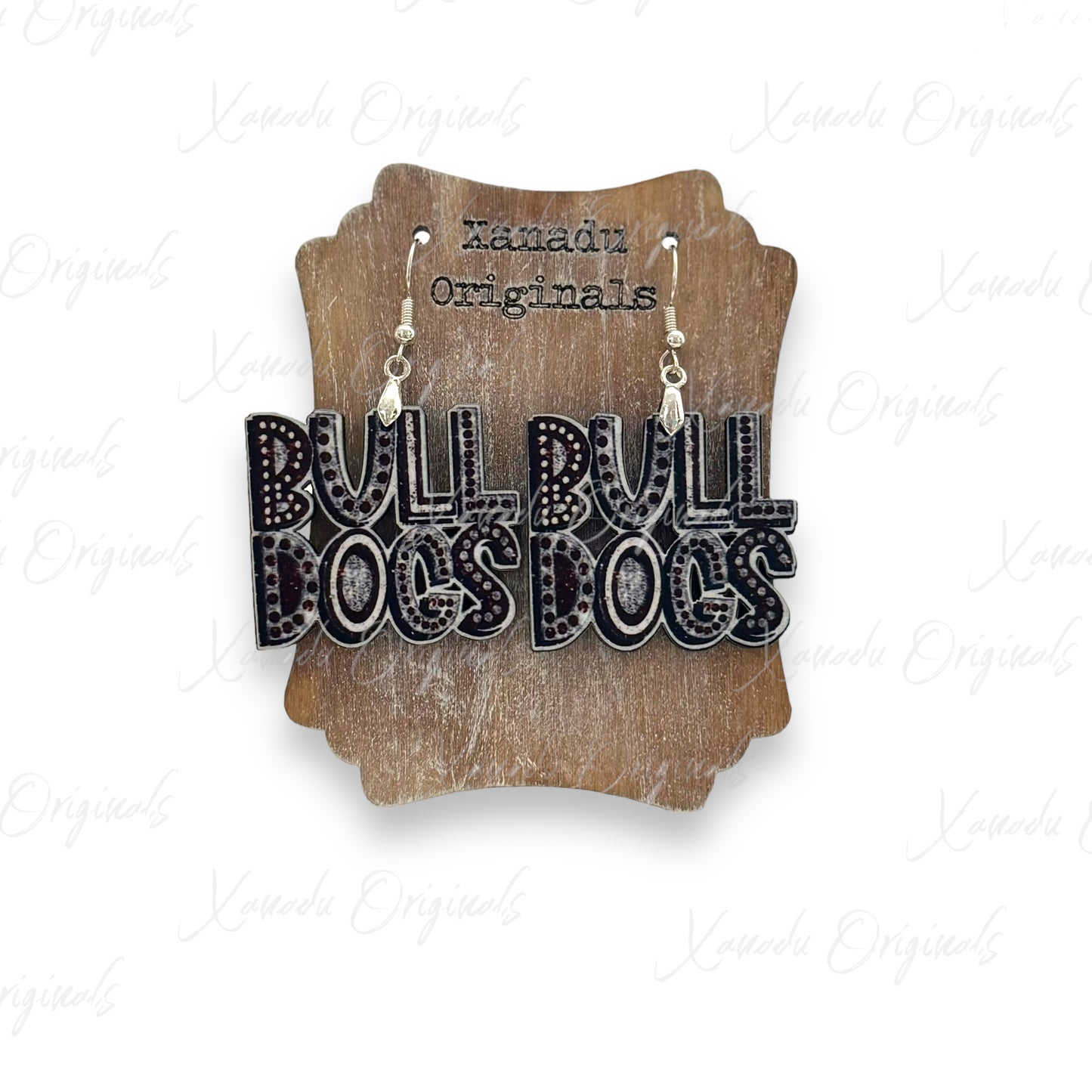 Bulldogs Faux Glitter Marquee Earrings