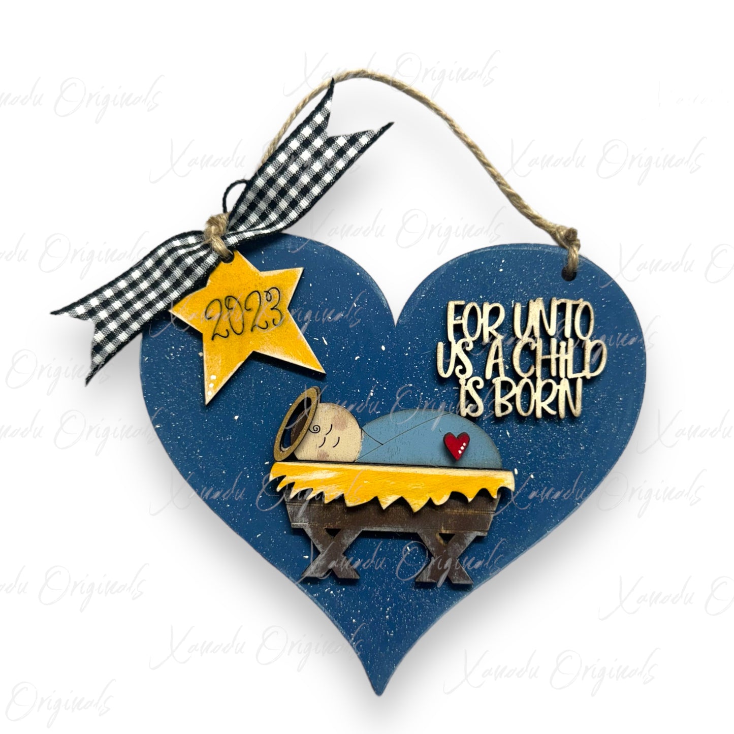 For Unto Us a Child Is Born Heart 2023 Ornament