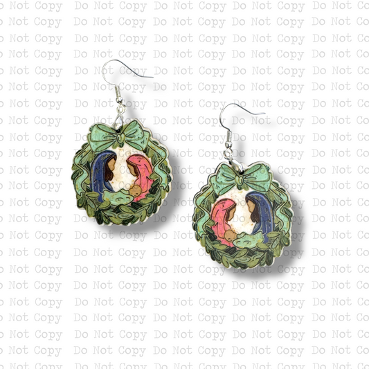Nativity Wreath Earrings