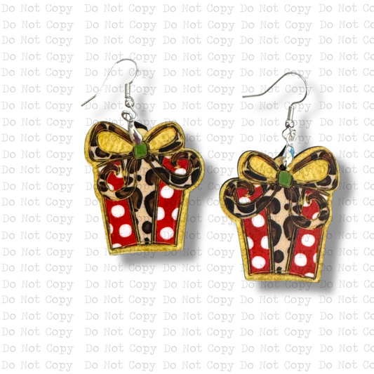 Red Polka Dot Present Earrings