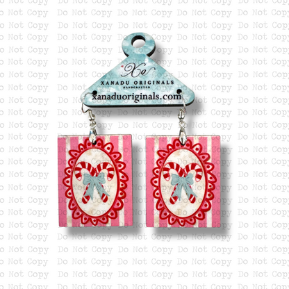 Pink Peppermint Stick Earrings